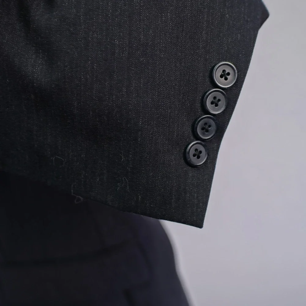 Pronto‎ Uomo Wool Charcoal Gray / Black Blazer 46R / Slim Fit 48R